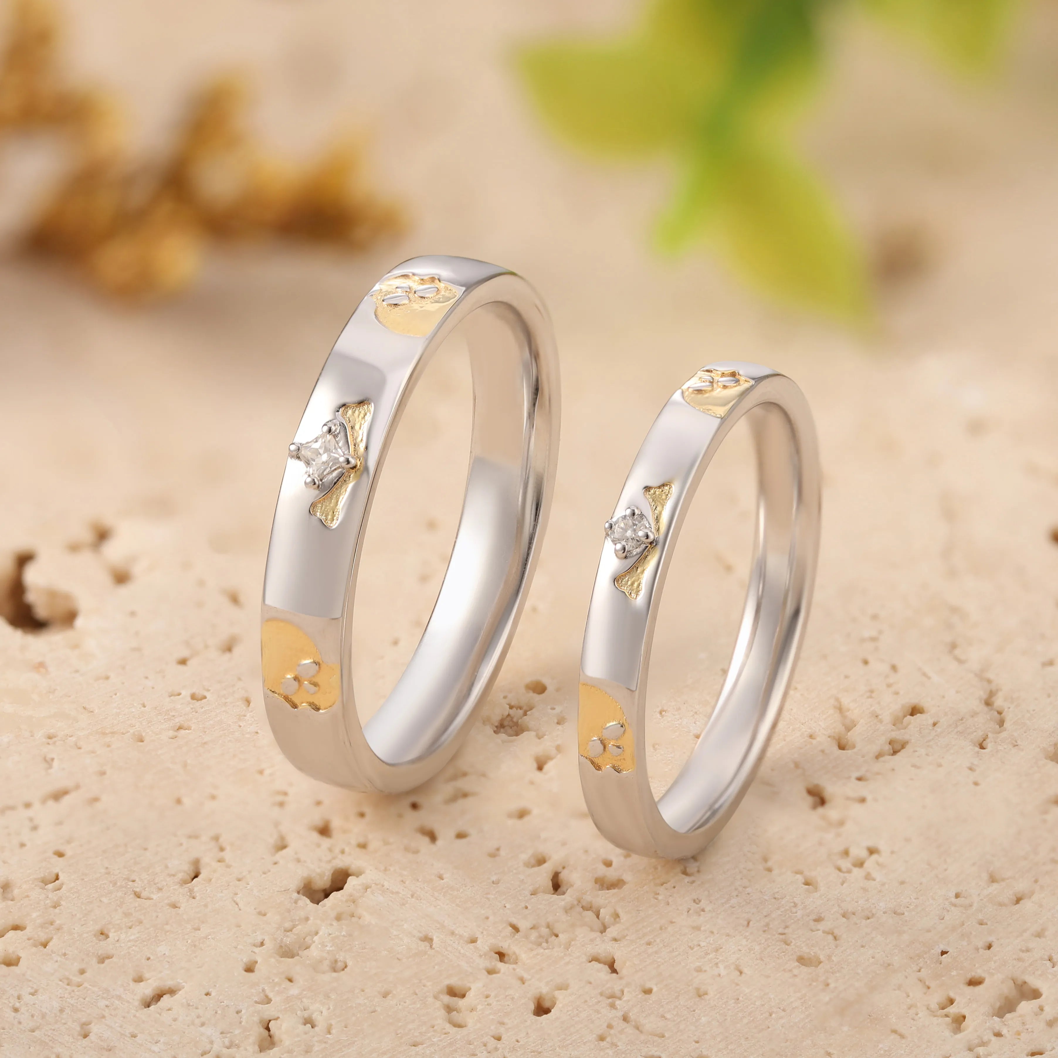 Gothic Skull & Bone Engraved Couple Rings