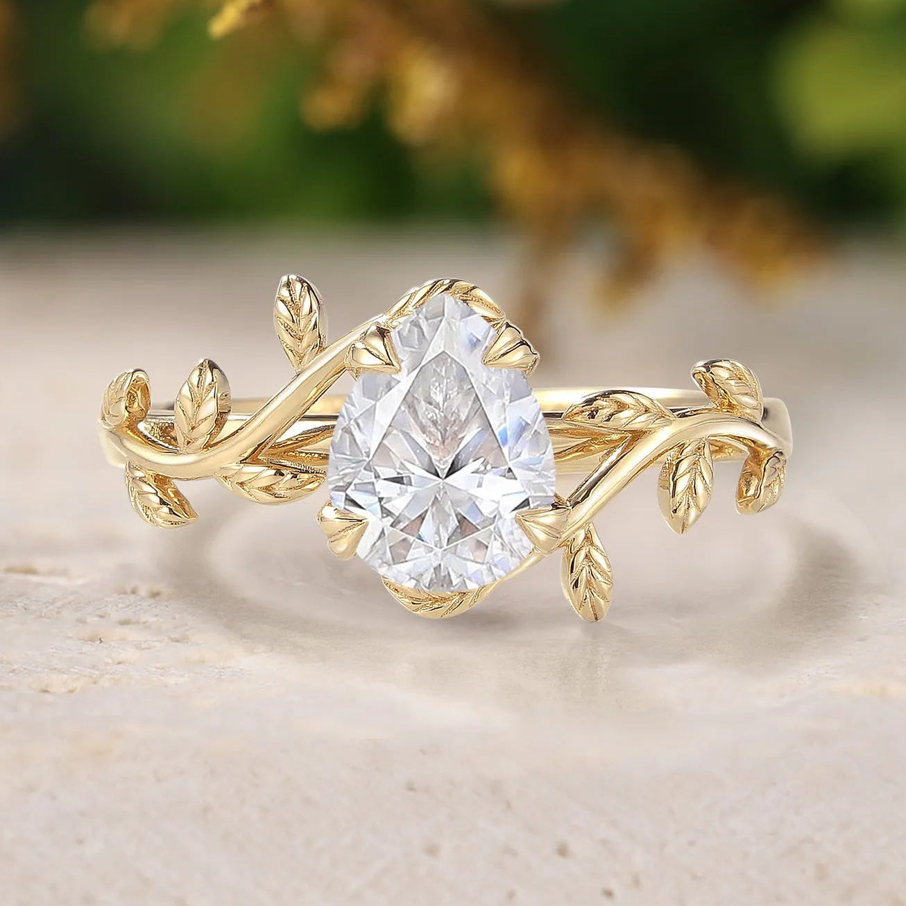 Nature Inspired Leaf Moissanite Ring – Elegant Proposal Ring 