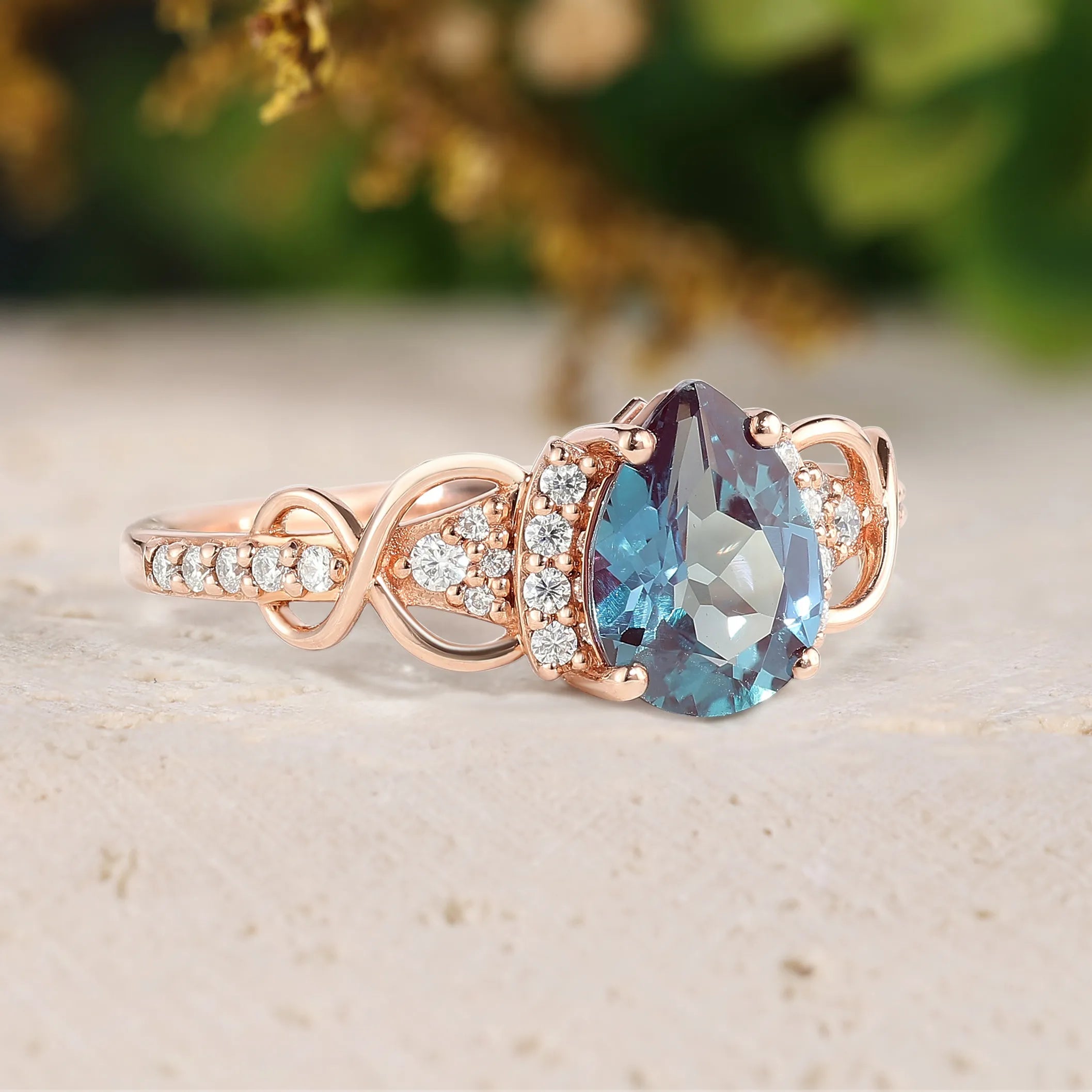 Teardrop Alexandrtie Proposal Ring For Her