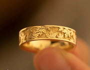 Nature Inspired Maple Leaf Ring Men's Wedding Band