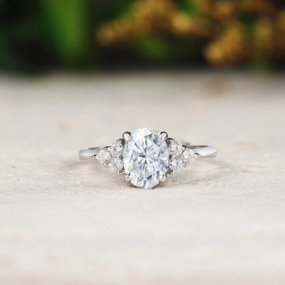 Oval Cut Moissanite Minimalist Classic Engagement Ring