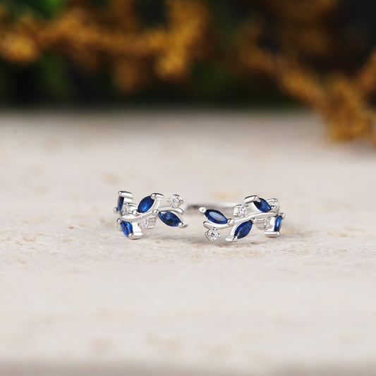 Royal Blue Sapphire Chevron Wedding Band