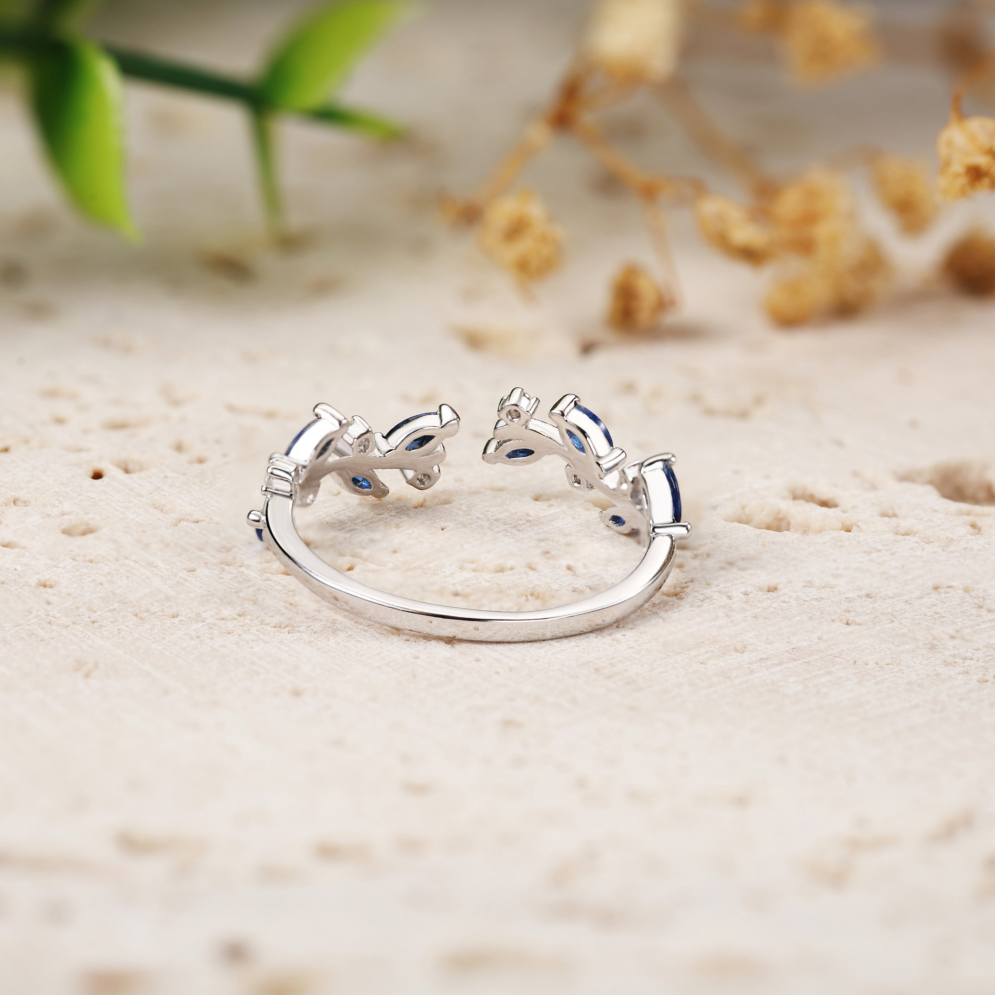 Royal Blue Sapphire Chevron Wedding Band