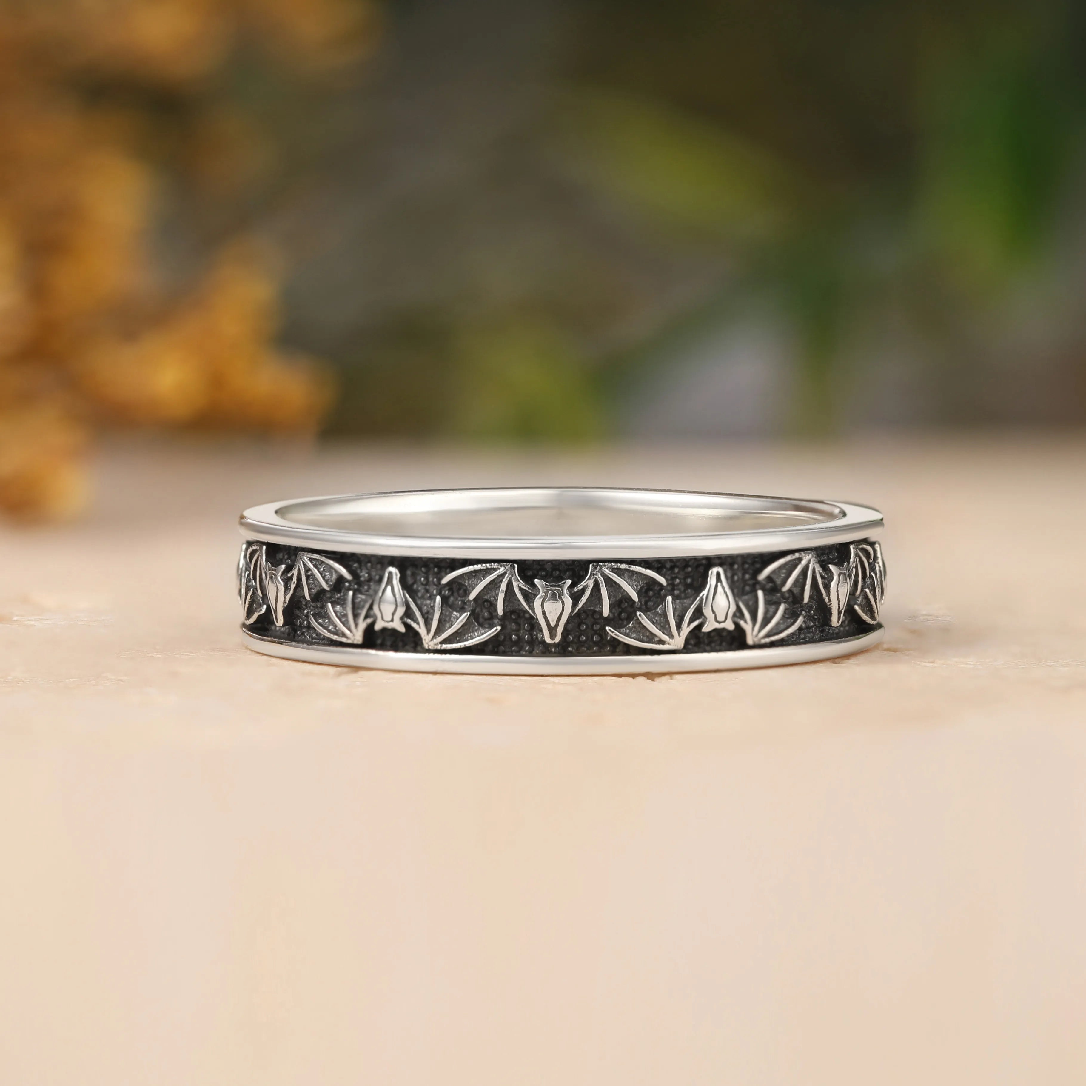 Bat-Inspired Men’s Ring & Spiderweb-Inspired Engagement Ring for Women