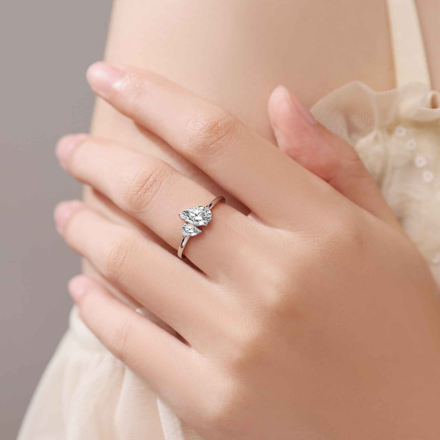 Forevermore - Two Pear Cut Moissanite Rings | Toi et Moi Engagement Ring