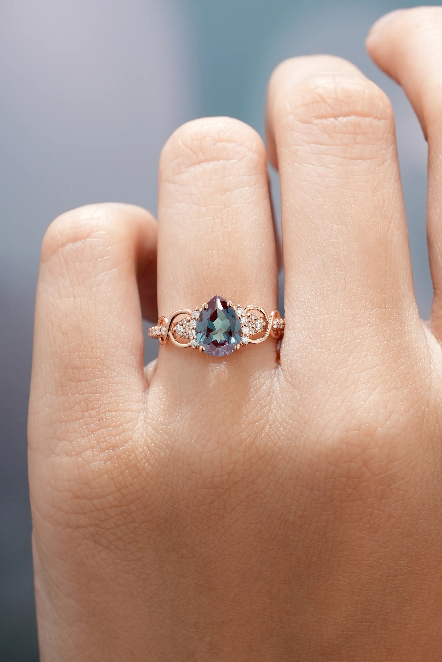 Teardrop Alexandrtie Proposal Ring For Her