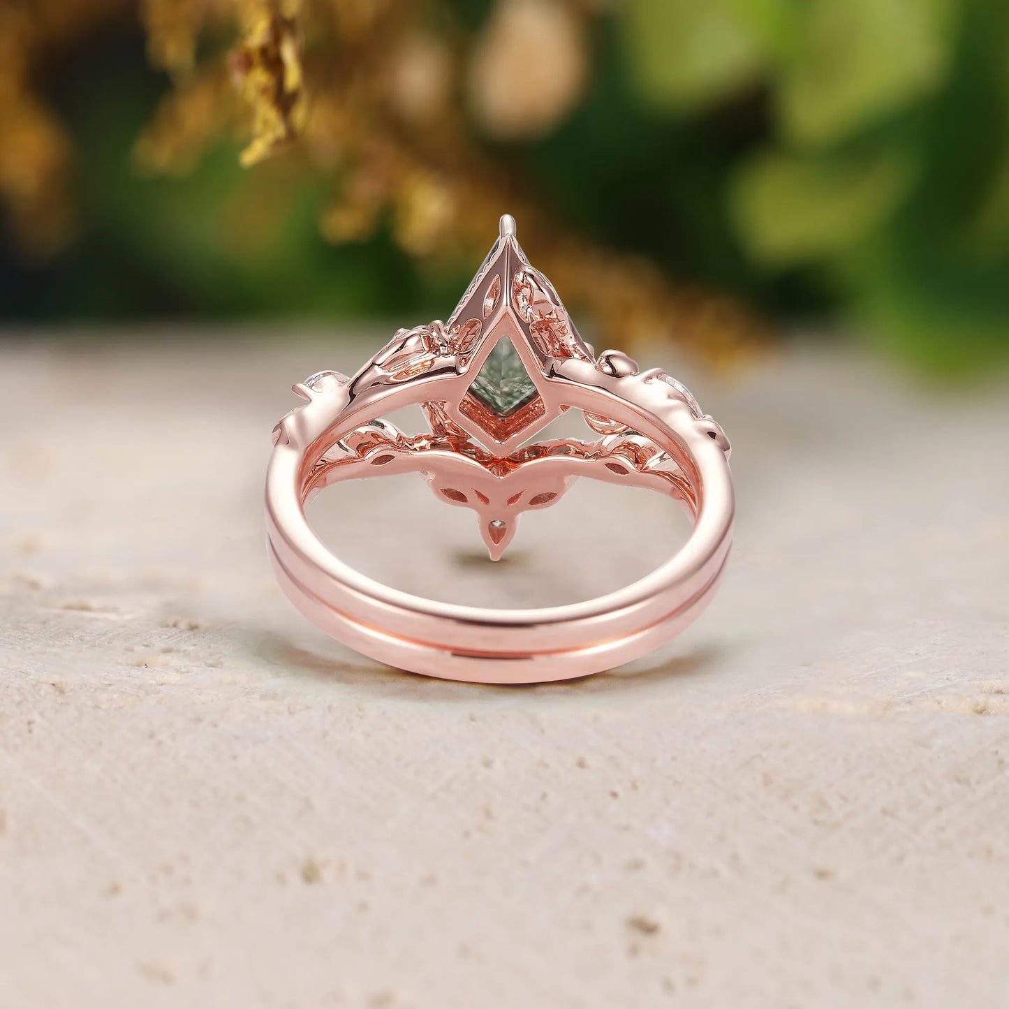 Kite Cut Moss Agate Bridal Sets 2pcs with Leaves