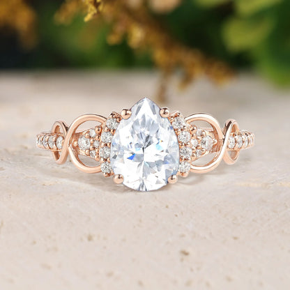 Pear Cut Moissanite Engagement Ring For Women