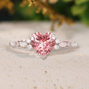 Heart Shaped Padparadscha Engagement Ring