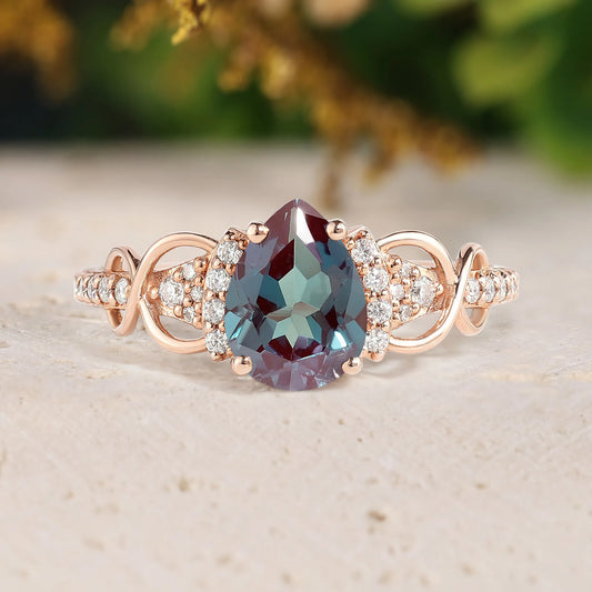 Teardrop Alexandrtie Proposal Ring For Her